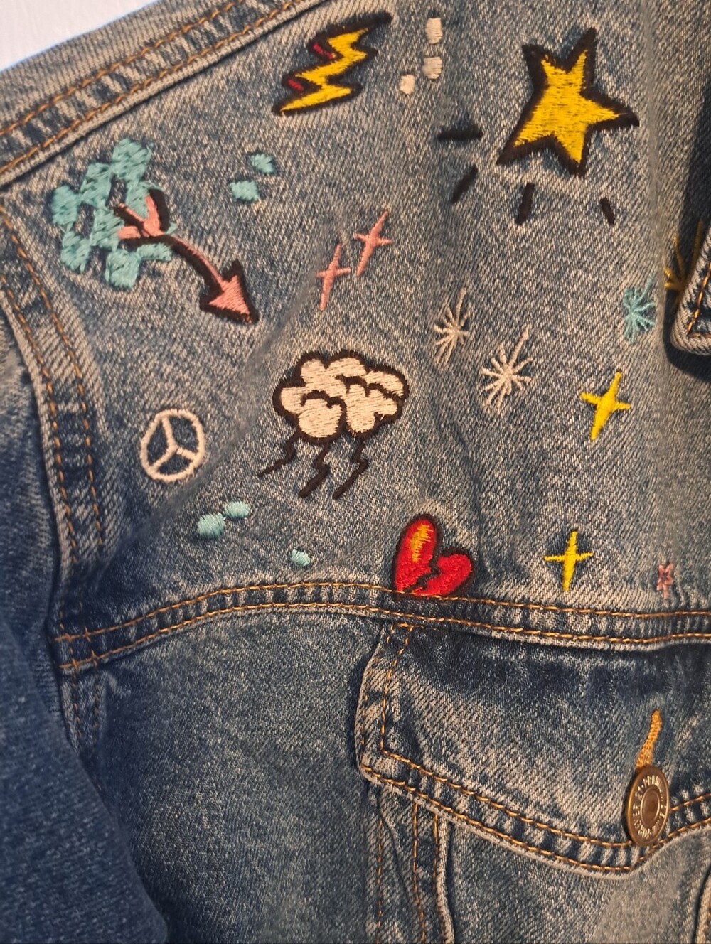 ✨ Forever 21 Embroidered Denim Jacket 3X NWOT - Picture 6 of 8